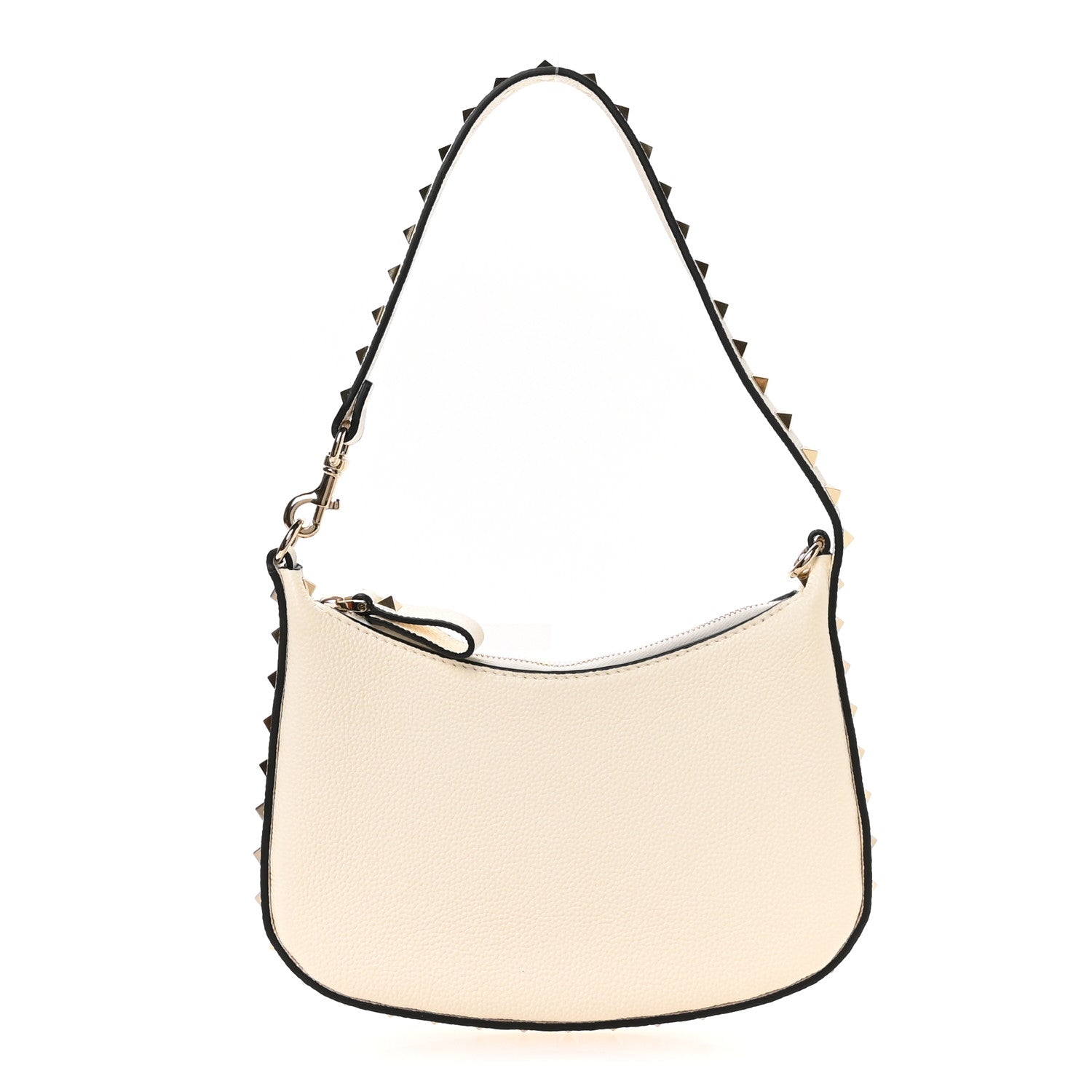 Valentino Garavani Grainy Calfskin Mini Rockstud Hobo Ivory 1 of 10
