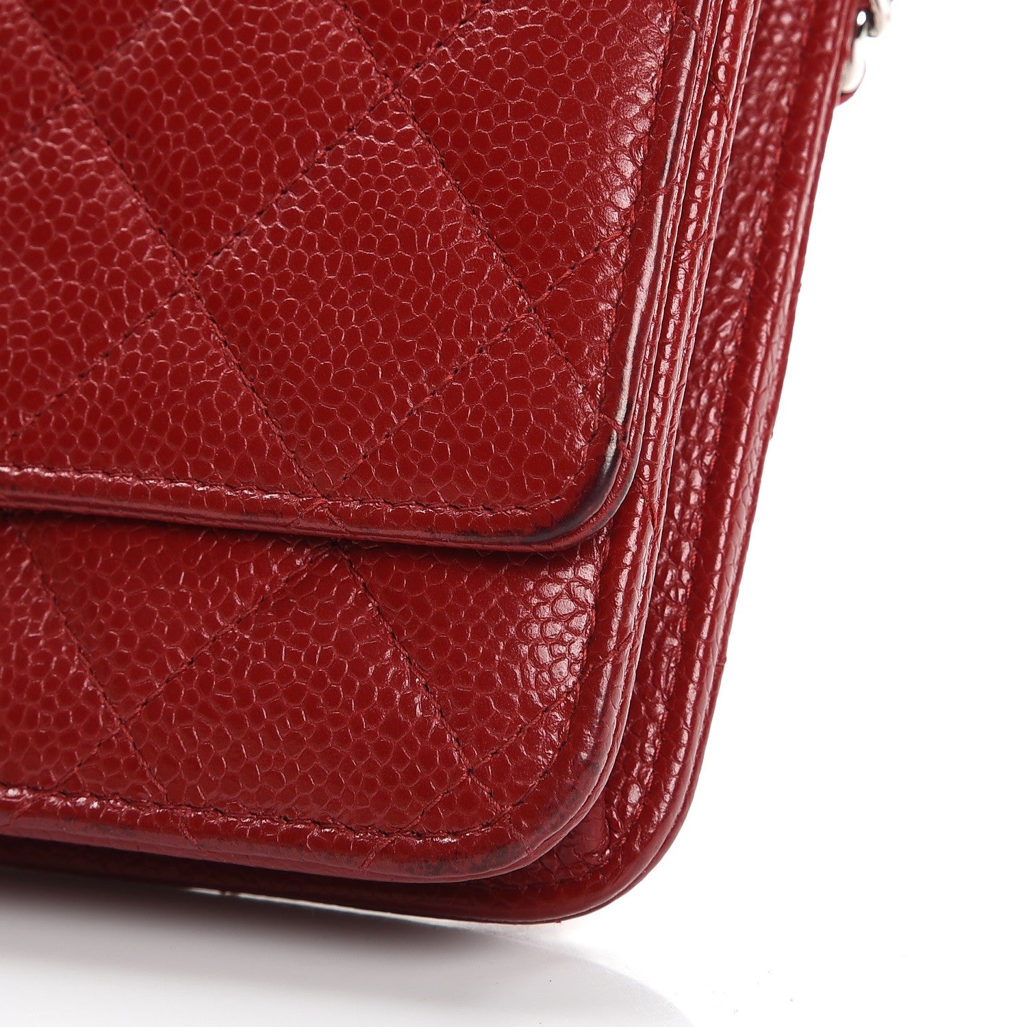Chanel Caviar Quilted Wallet On Chain WOC Red 11 of 12