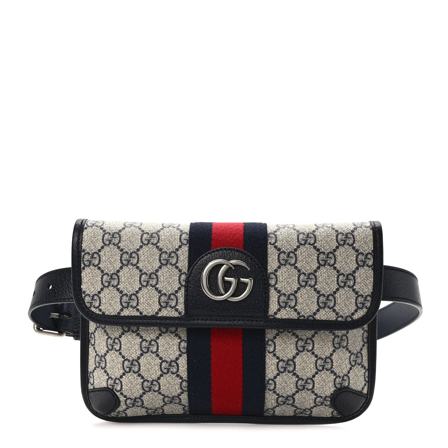 Gucci GG Supreme Monogram Web Small Ophidia Belt Bag 90 36 Beige Navy 1 of 10