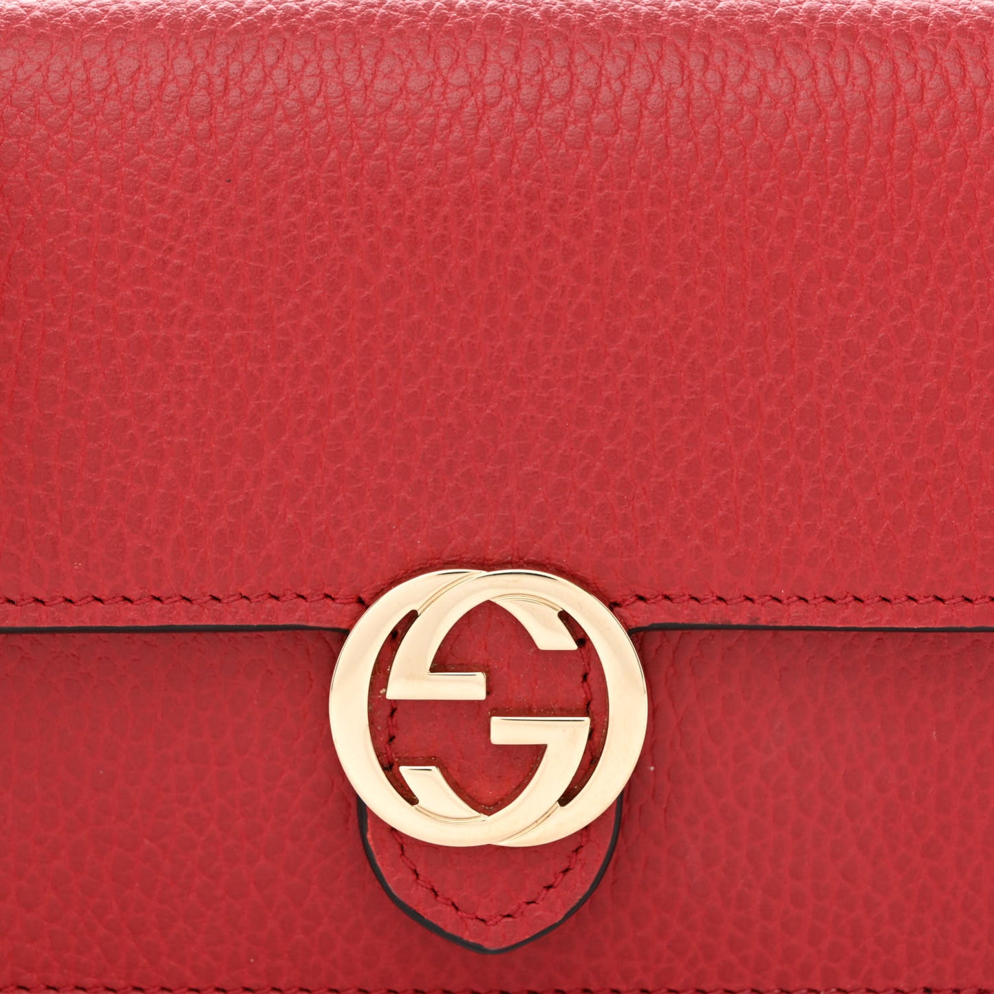 Dollar Calfskin Interlocking G Chain Wallet Red