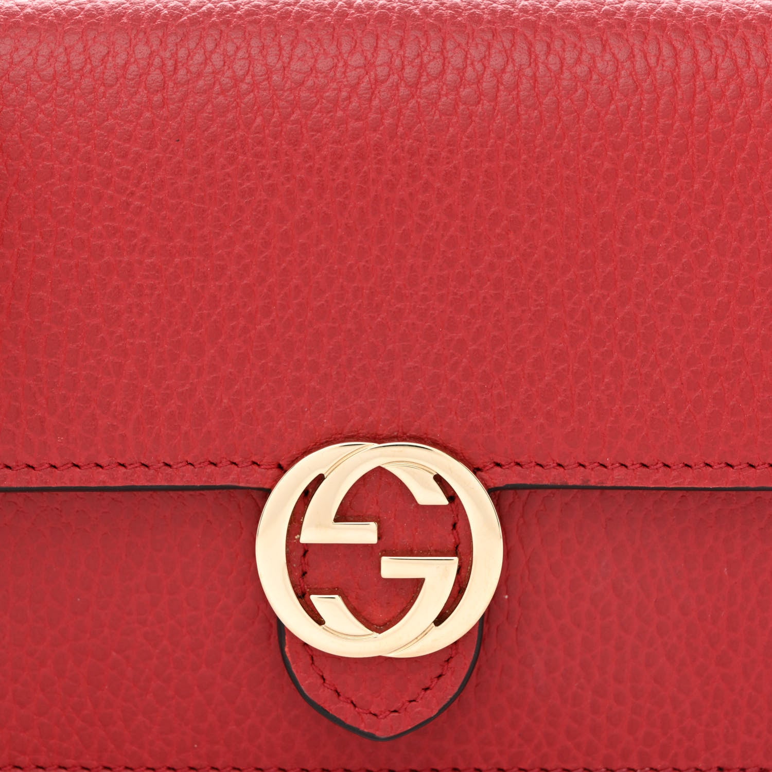 Gucci Dollar Calfskin Interlocking G Chain Wallet Red 8 of 10