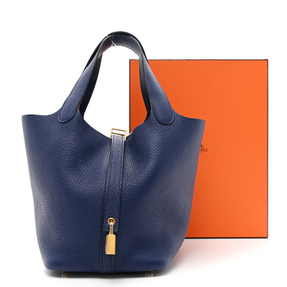 Hermes Taurillon Maurice Picotin Lock 18 Bleu Saphir 12 of 12