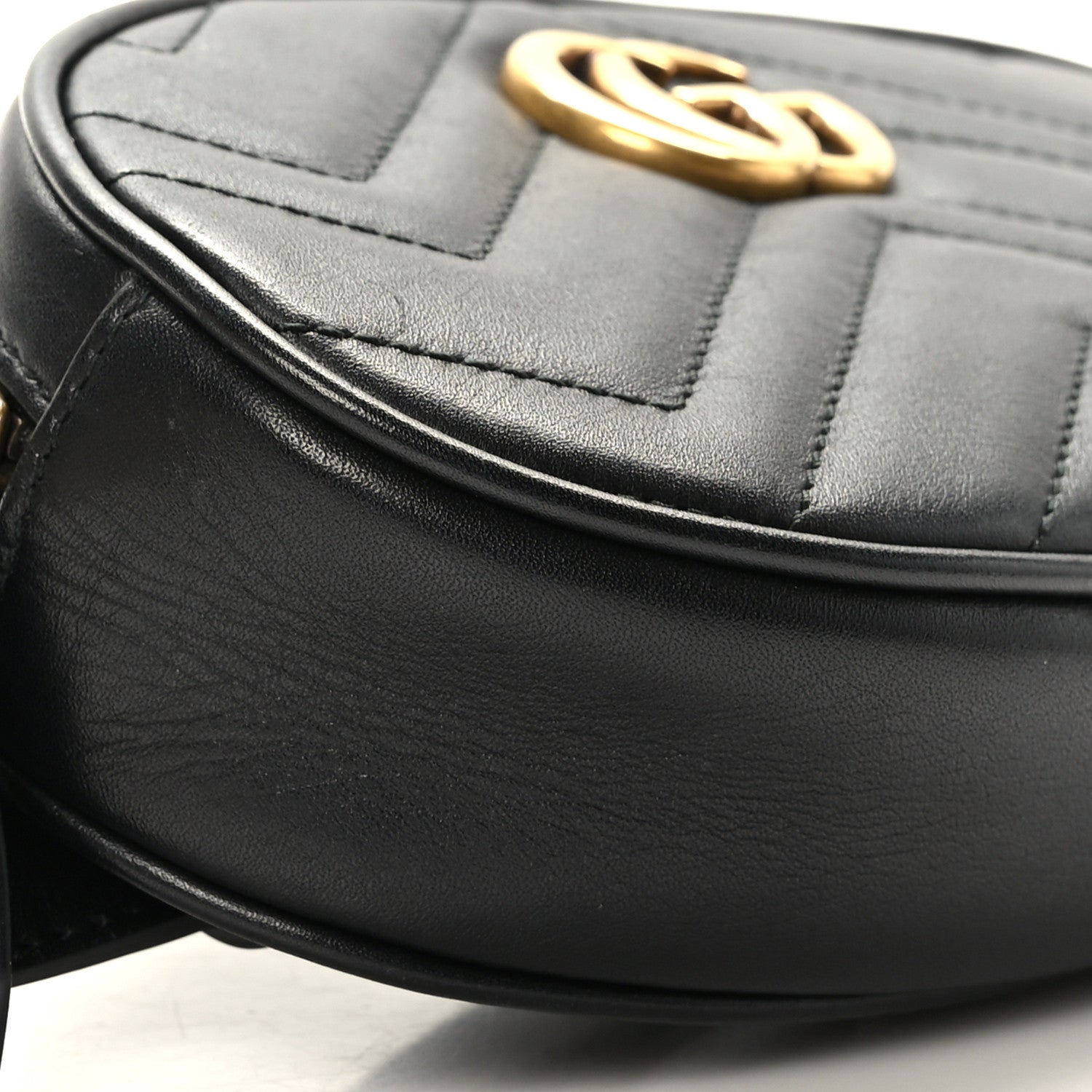 Gucci Calfskin Matelasse GG Marmont Belt Bag 85 34 Black 9 of 11