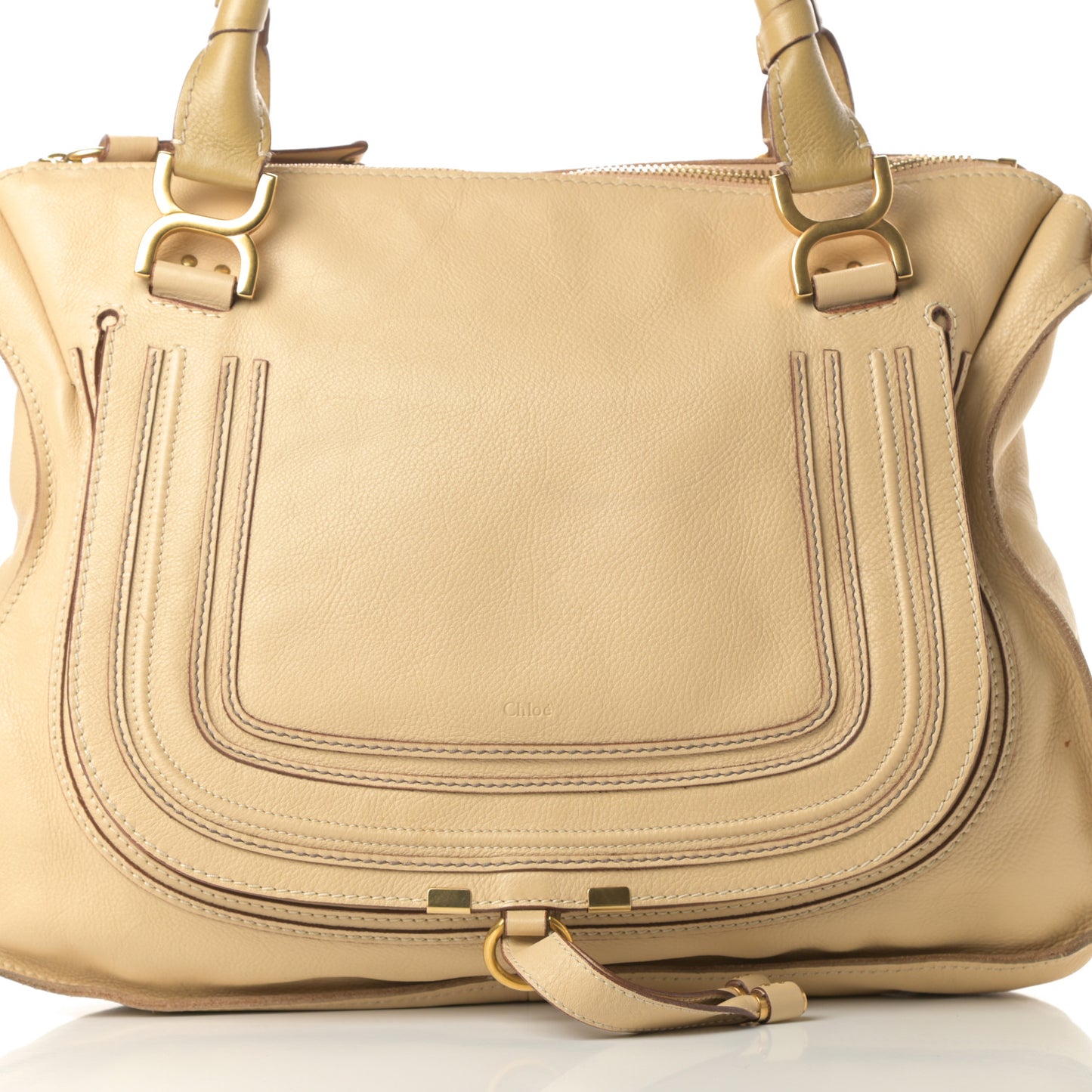 Calfskin Large Marcie Satchel Light Tan