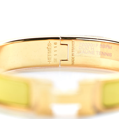 Hermes Enamel Narrow Clic Clac H Bracelet PM Jaune Tennis 4 of 7