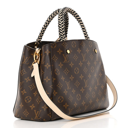 Louis Vuitton Monogram Braided Montaigne MM Creme Beige 3 of 16