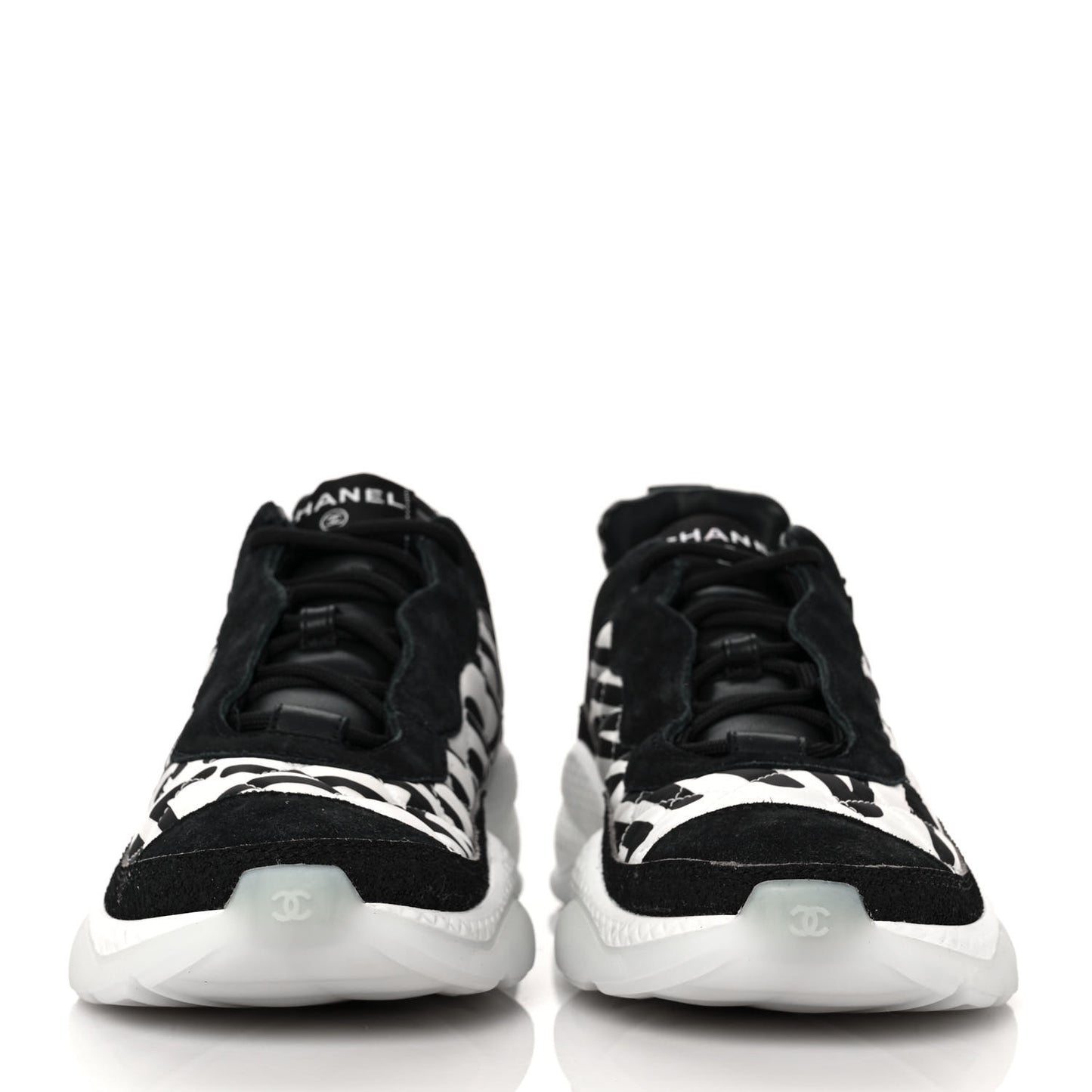 Nylon Suede Calfskin Printed Sneakers 40.5 White Black