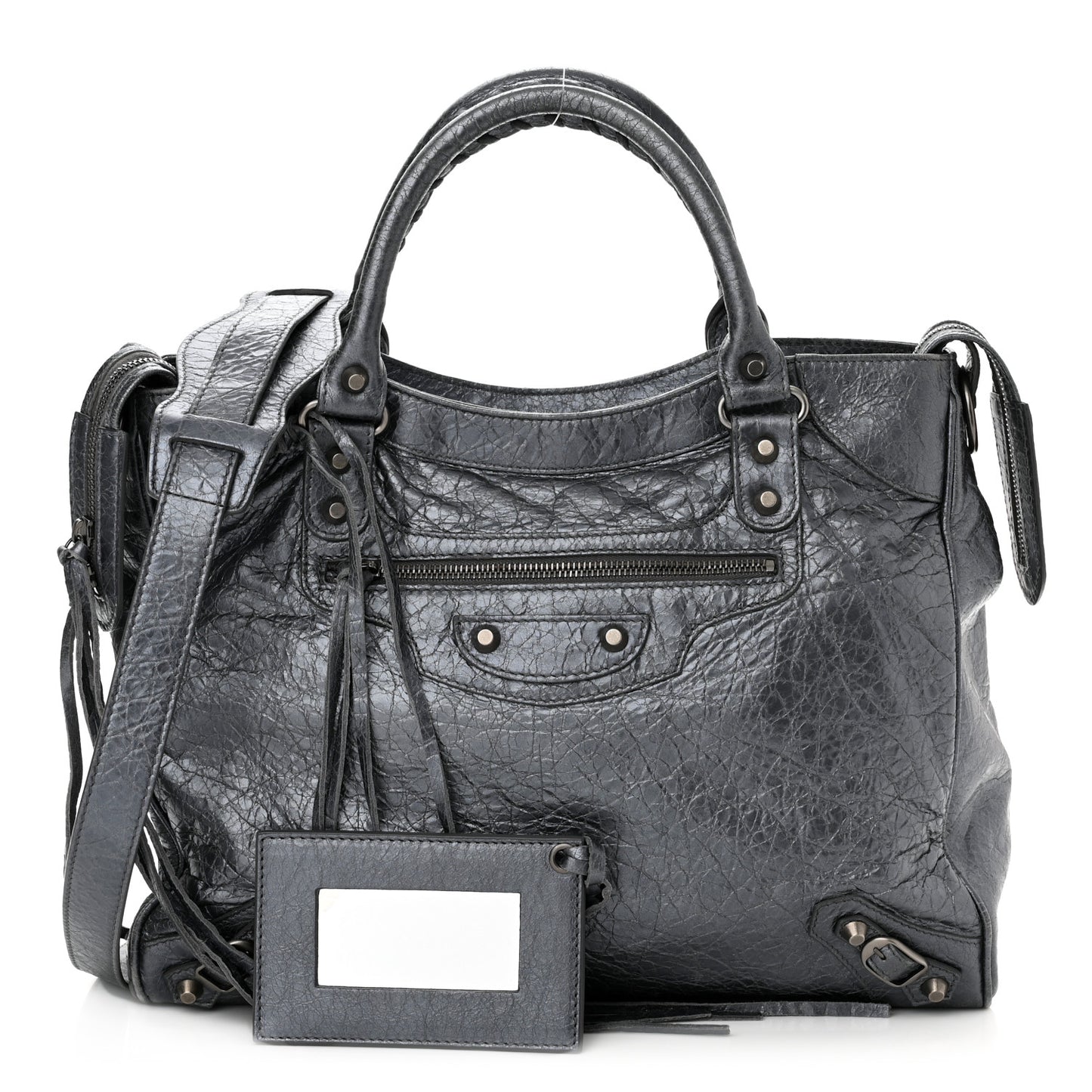 Metallic Agneau Classic Hardware Argent Fonce