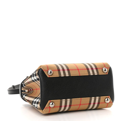 Burberry Goatskin Vintage Check Small Banner Tote Black 4 of 11