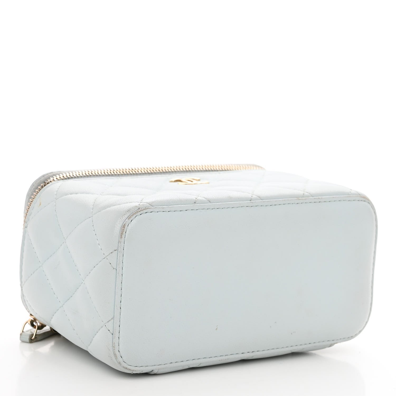 Chanel Lambskin Quilted Small Top Handle Vanity Case With Chain Light Blue 4 of 12
