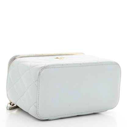 Chanel Lambskin Quilted Small Top Handle Vanity Case With Chain Light Blue 4 of 12