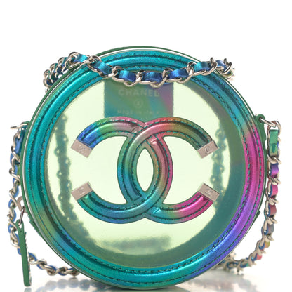 Chanel PVC Calfskin Lambskin Quilted Round Filigree Clutch With Chain Green 8 of 11