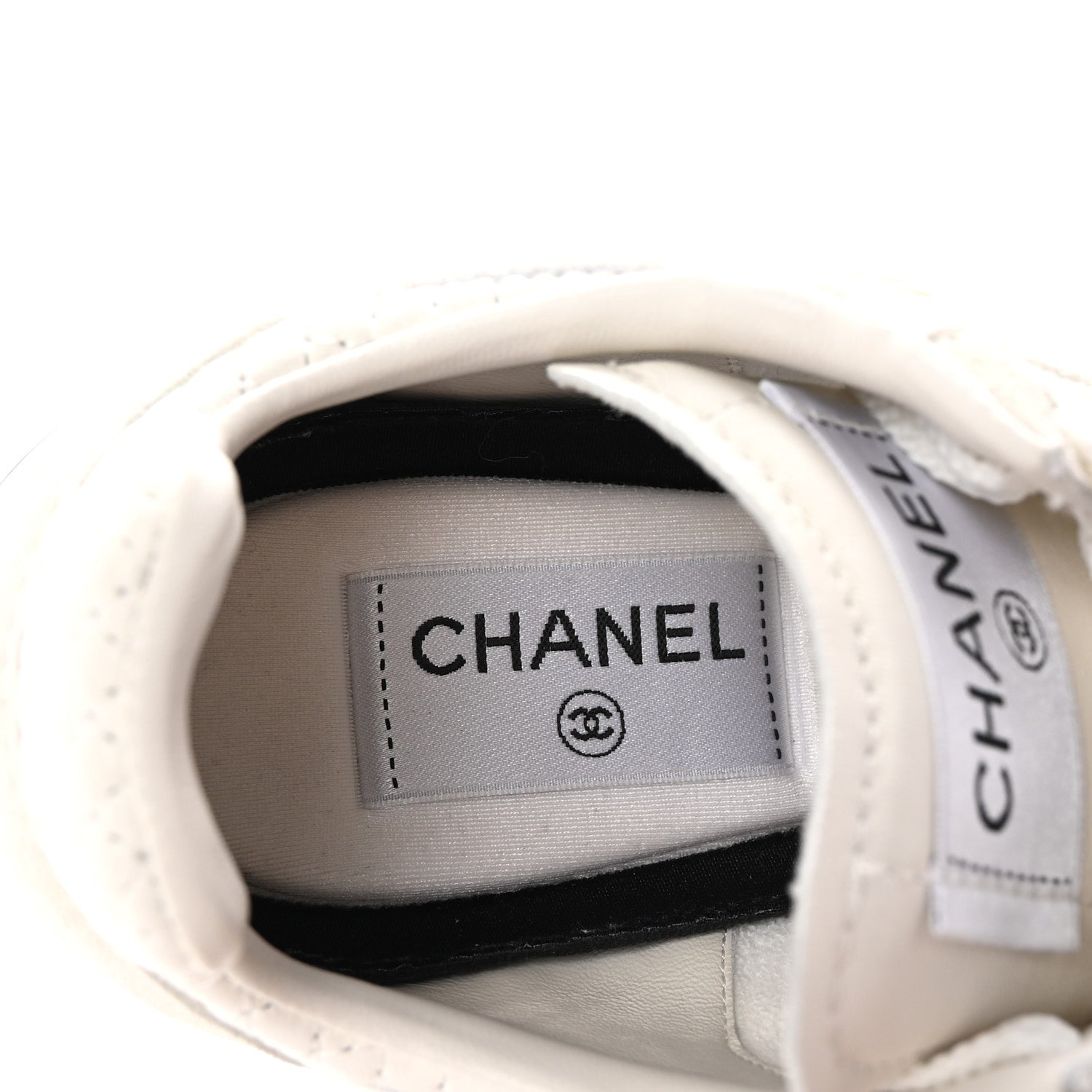 Chanel Nylon Suede Kidskin Calfskin Logo Sneakers 37 White Black 8 of 10