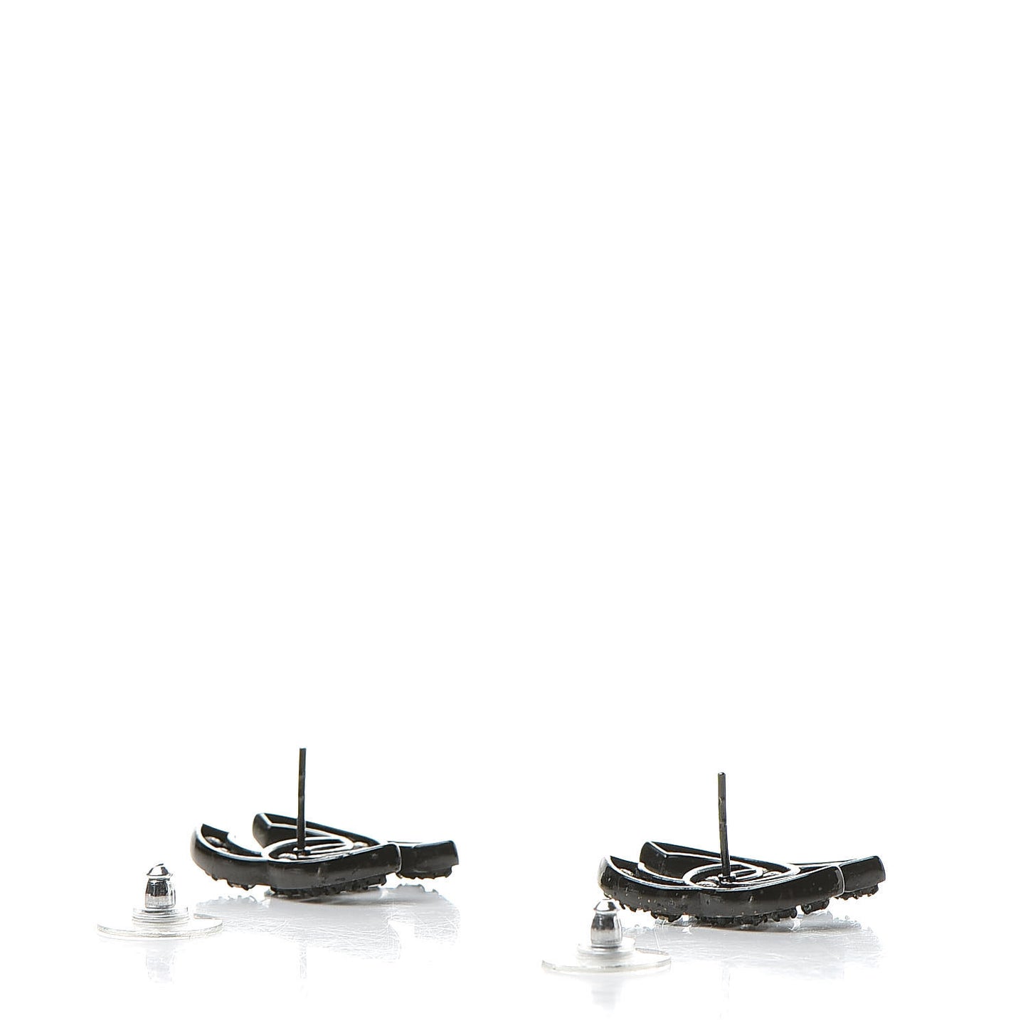 Crystal CC Earrings Black Silver