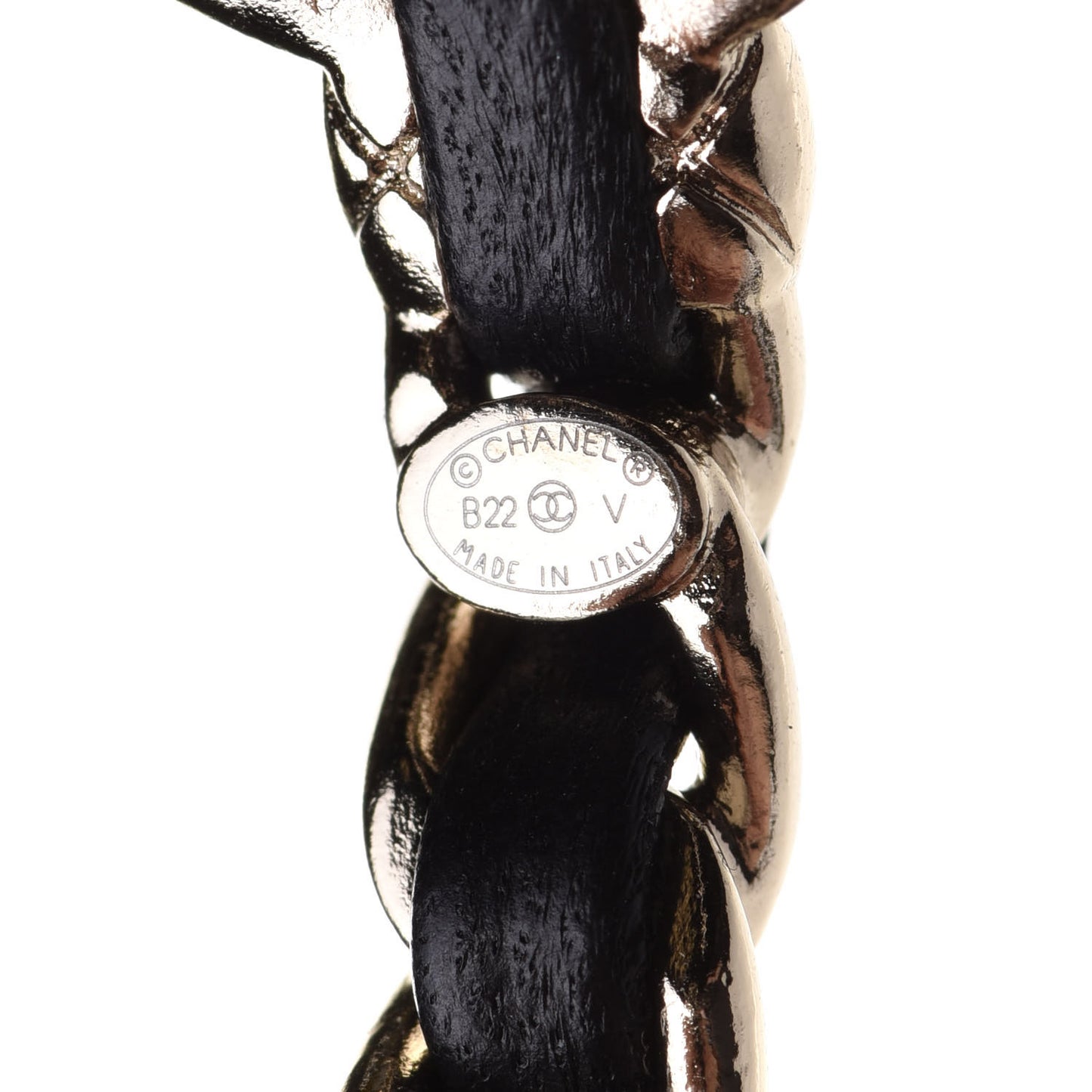 Lambskin CC Turnlock Chain Hoop Earrings Gold Black