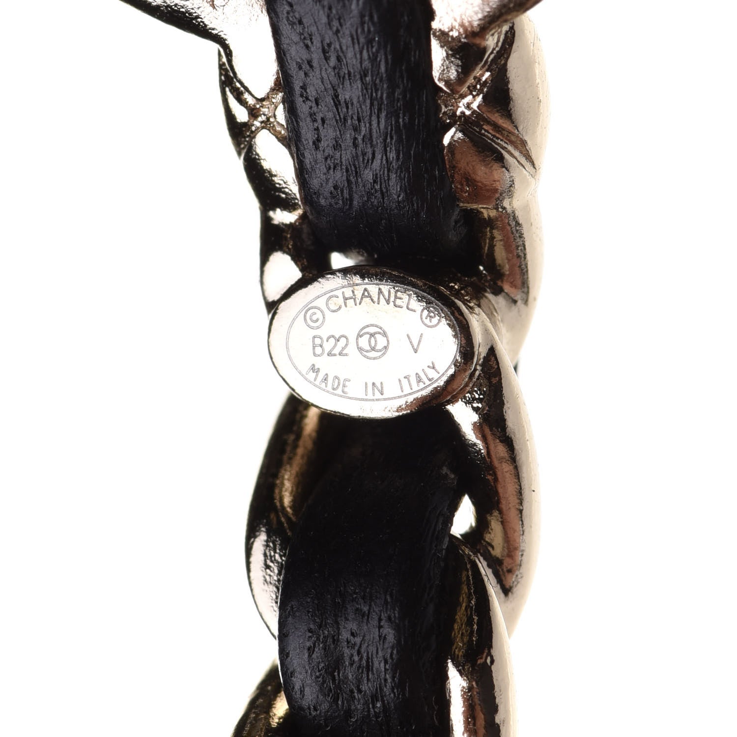 Chanel Lambskin CC Turnlock Chain Hoop Earrings Gold Black 4 of 5