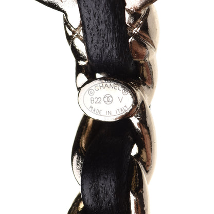 Chanel Lambskin CC Turnlock Chain Hoop Earrings Gold Black 4 of 5