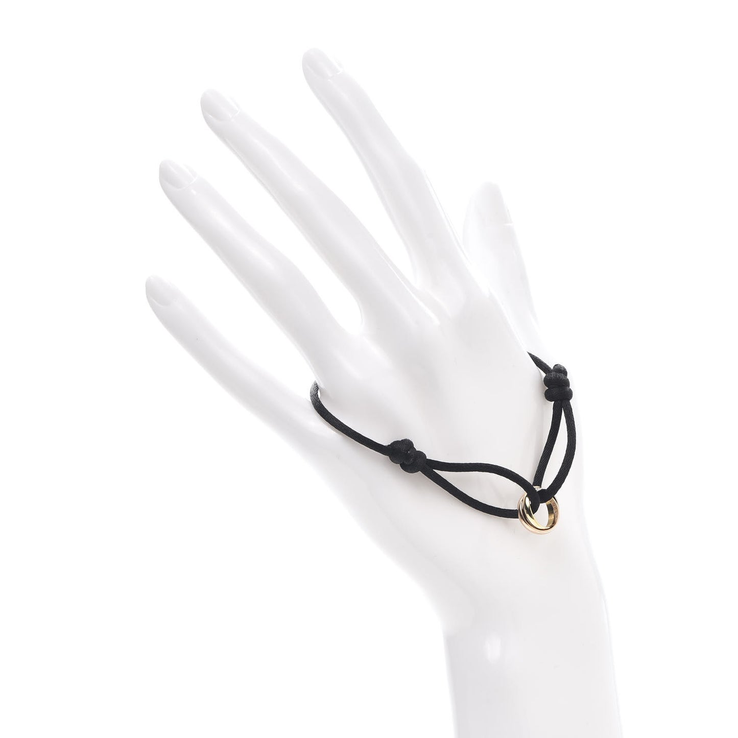 18K Pink Yellow White Gold Trinity Adjustable Cord Bracelet Black