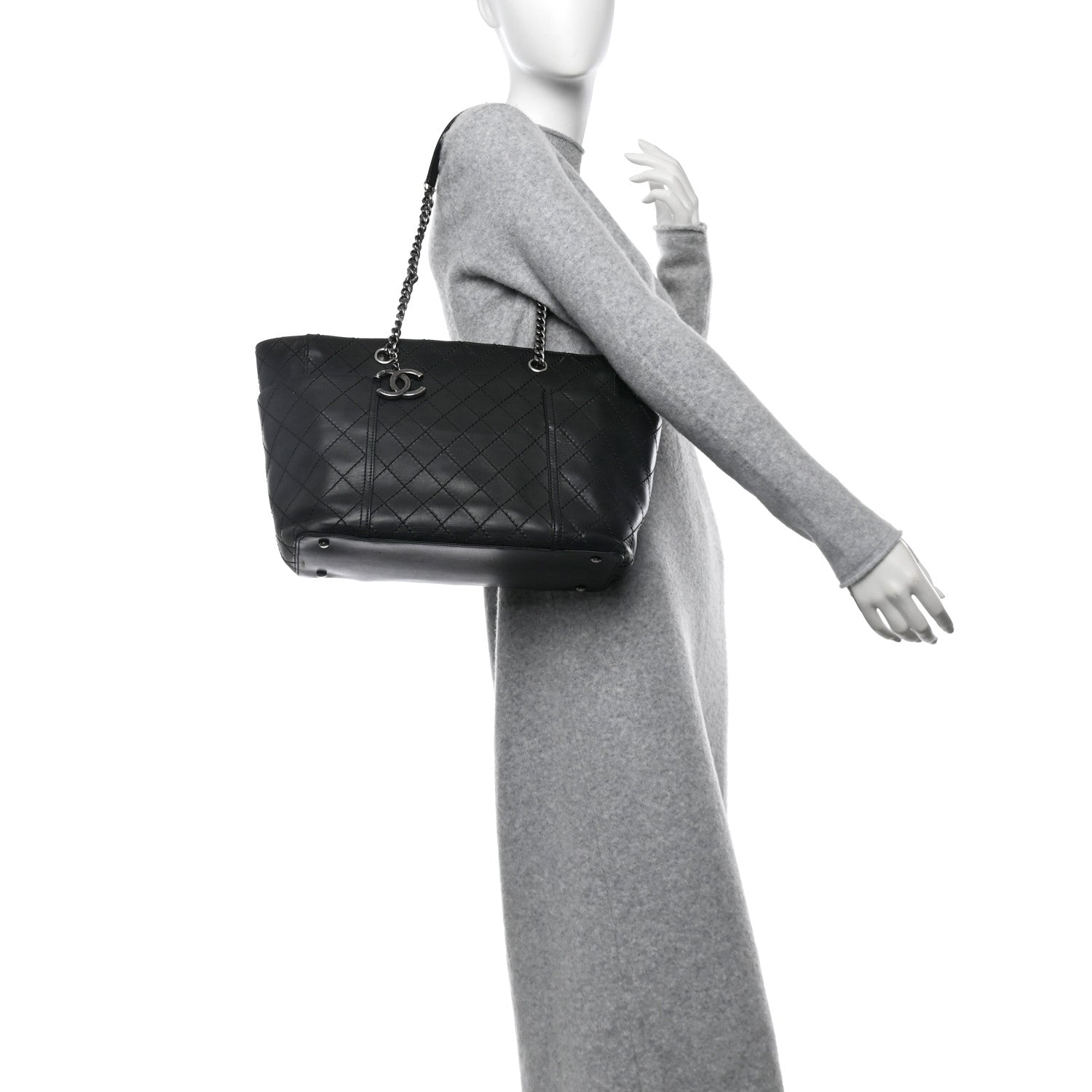 Chanel Lambskin Stitched Shopping Tote Black 2 of 13