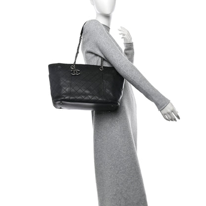 Chanel Lambskin Stitched Shopping Tote Black 2 of 13