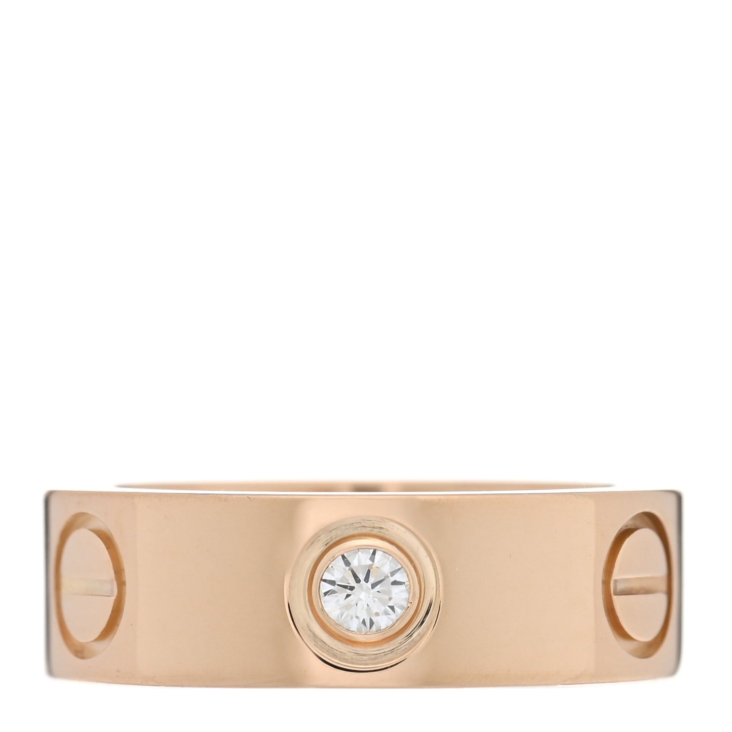 18K Pink Gold 3 Diamond 5.5mm LOVE Ring 46 3.75