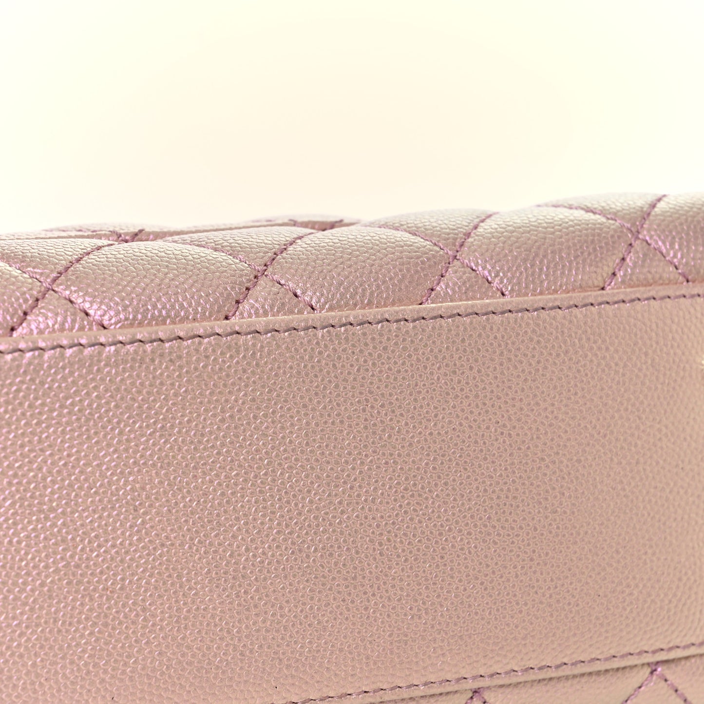 Iridescent Caviar Quilted Mini Coco Handle Flap Pink