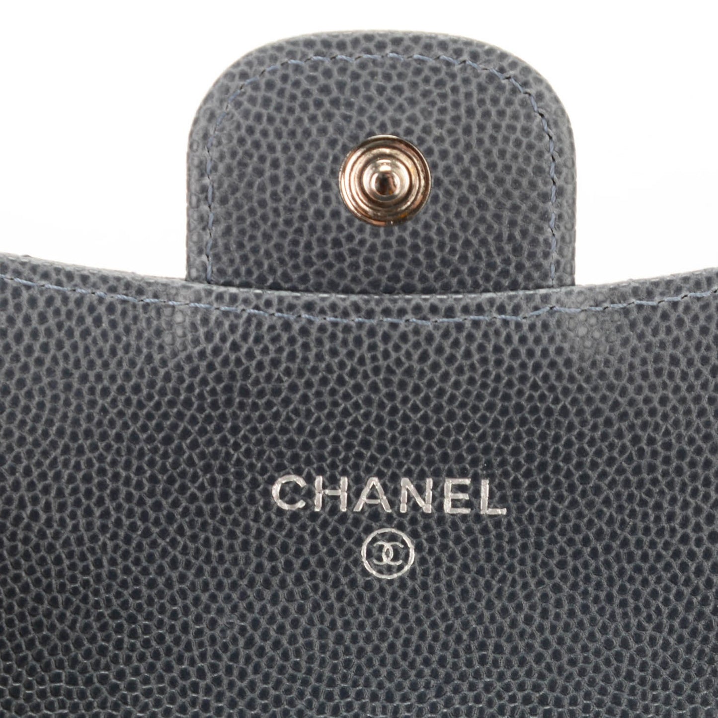 Caviar Quilted Card Holder Grey