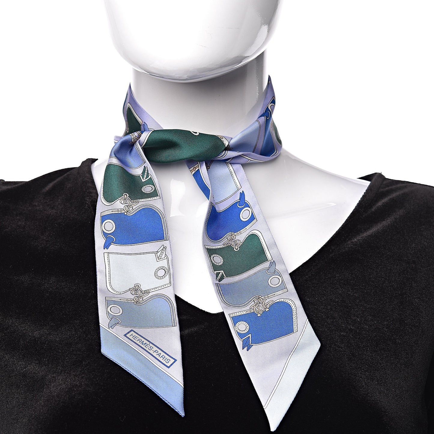 Silk Camails Twilly Scarf Lavande Vert Bleu