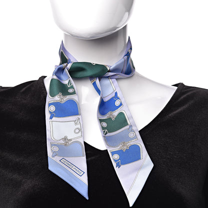 Hermes Silk Camails Twilly Scarf Lavande Vert Bleu 2 of 4