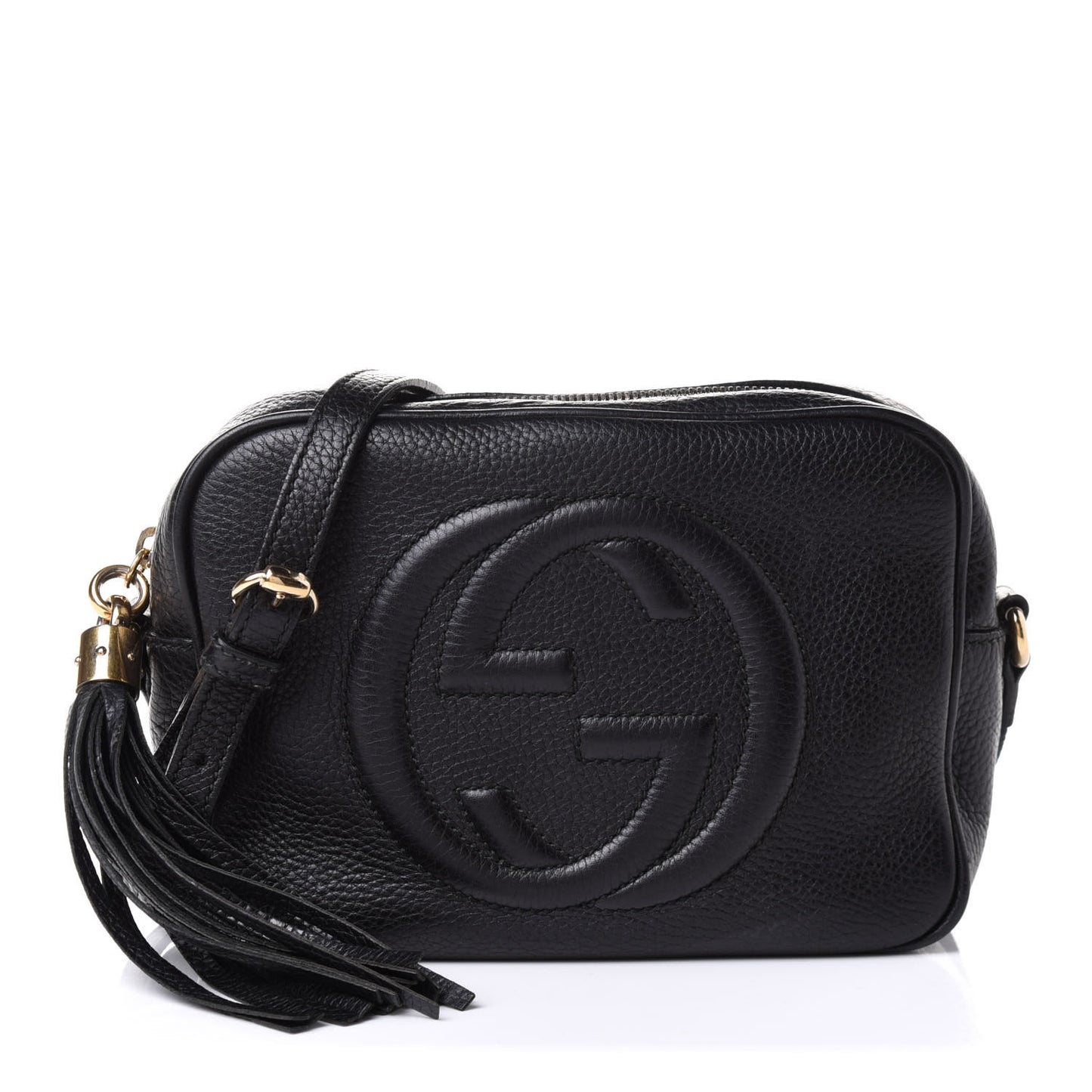 Pebbled Calfskin Small Soho Disco Bag Black
