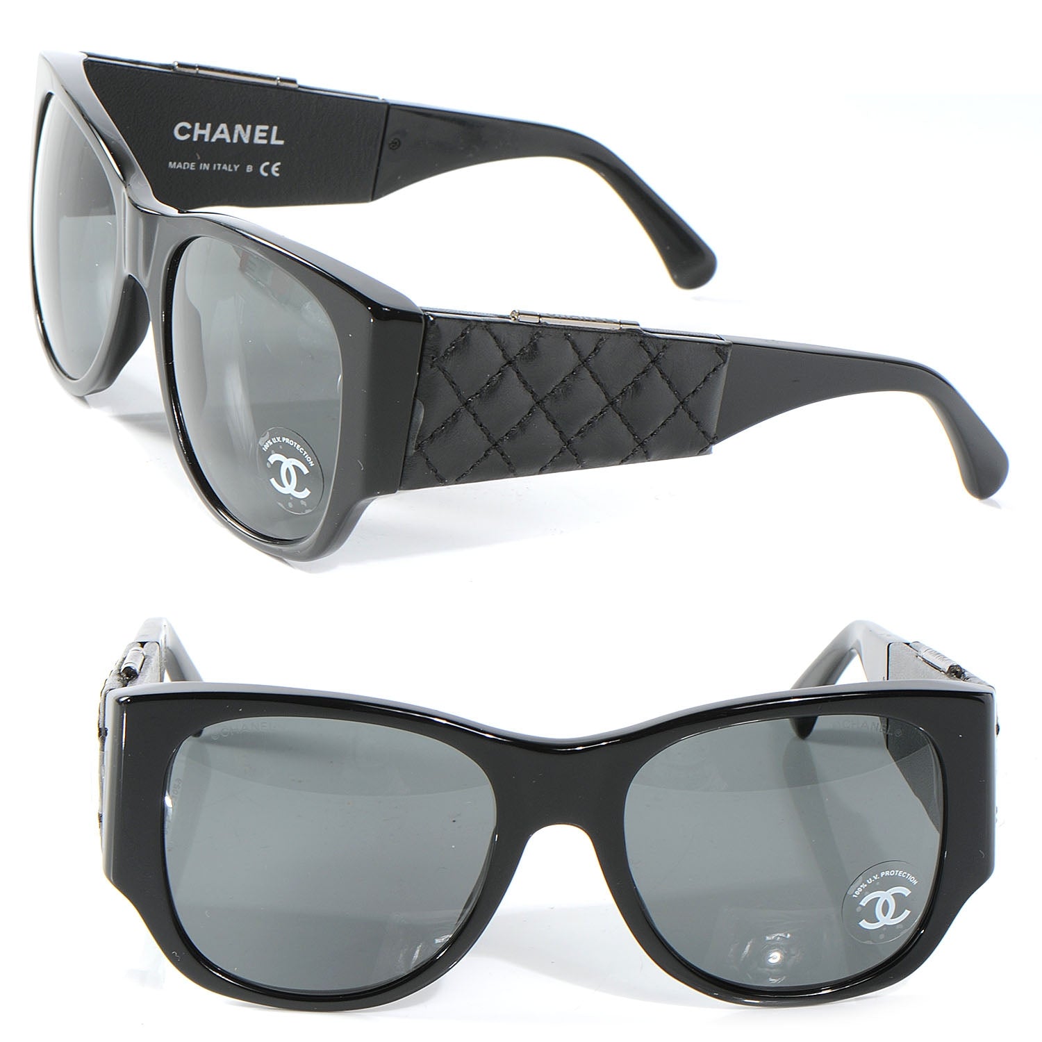 Chanel Leather Quilted CC Sunglasses w Mirror 5202-Q Black 1 of 7