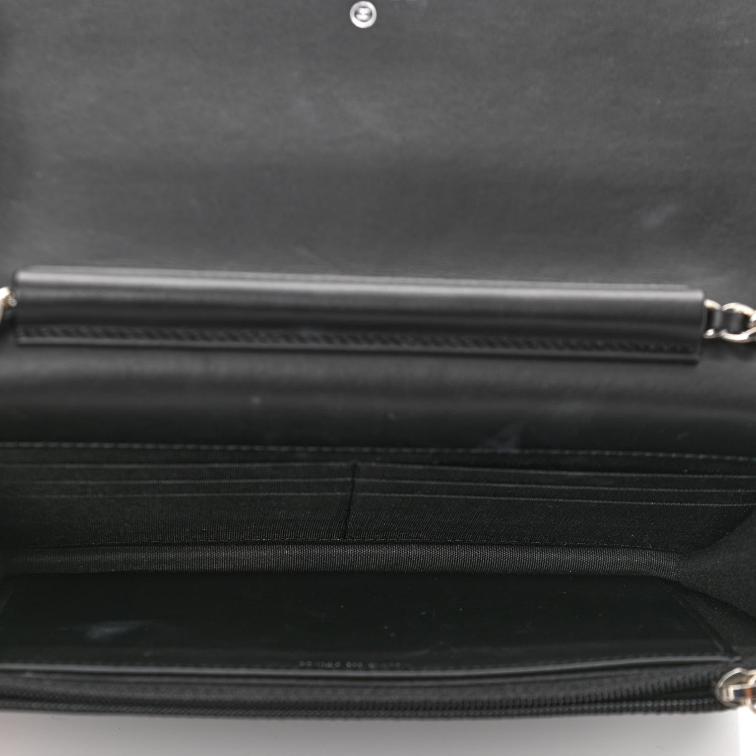 Chanel Lambskin Camellia Studded Wallet on Chain WOC Black 4 of 12