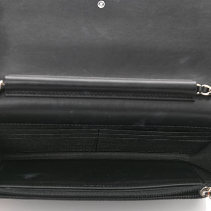 Chanel Lambskin Camellia Studded Wallet on Chain WOC Black 4 of 12