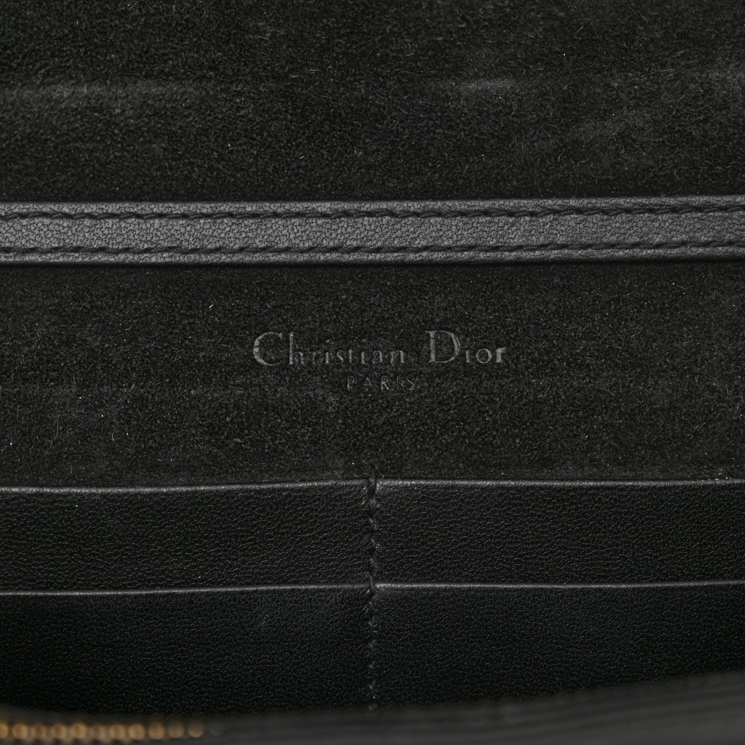 Christian Dior Calfskin Studded Diorama Wallet on Chain Pouch Black 6 of 13