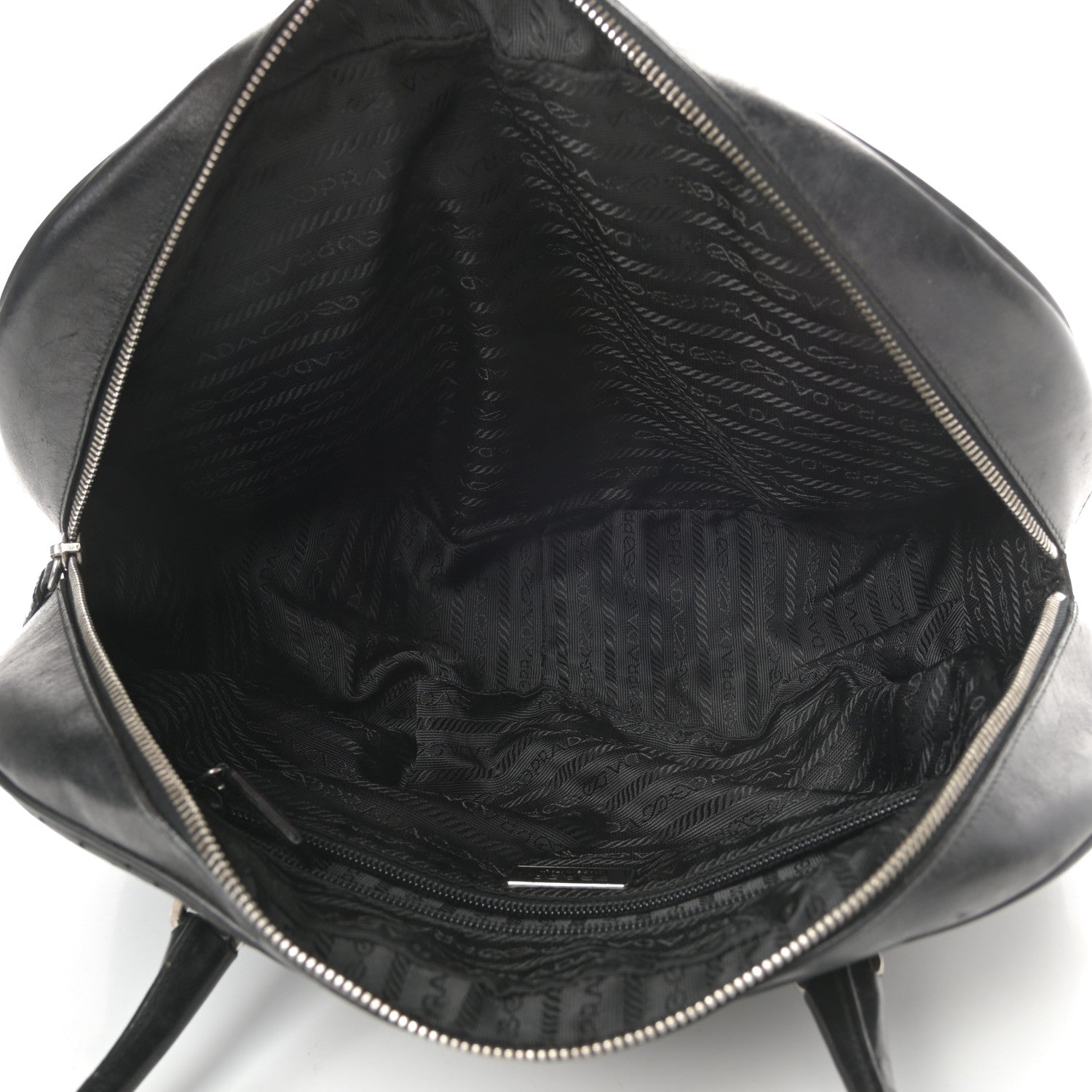 Prada Vitello Drive Perforated Bowling Bag Black 5 of 17