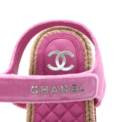 Chanel Velvet CC Flat Sandals 41 Pink 7 of 10