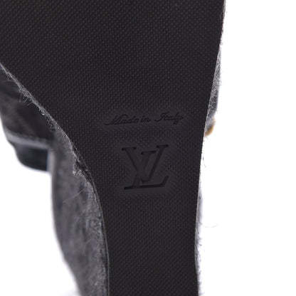 Louis Vuitton Denim Patent Espadrille Wedges 38 Black 6 of 8