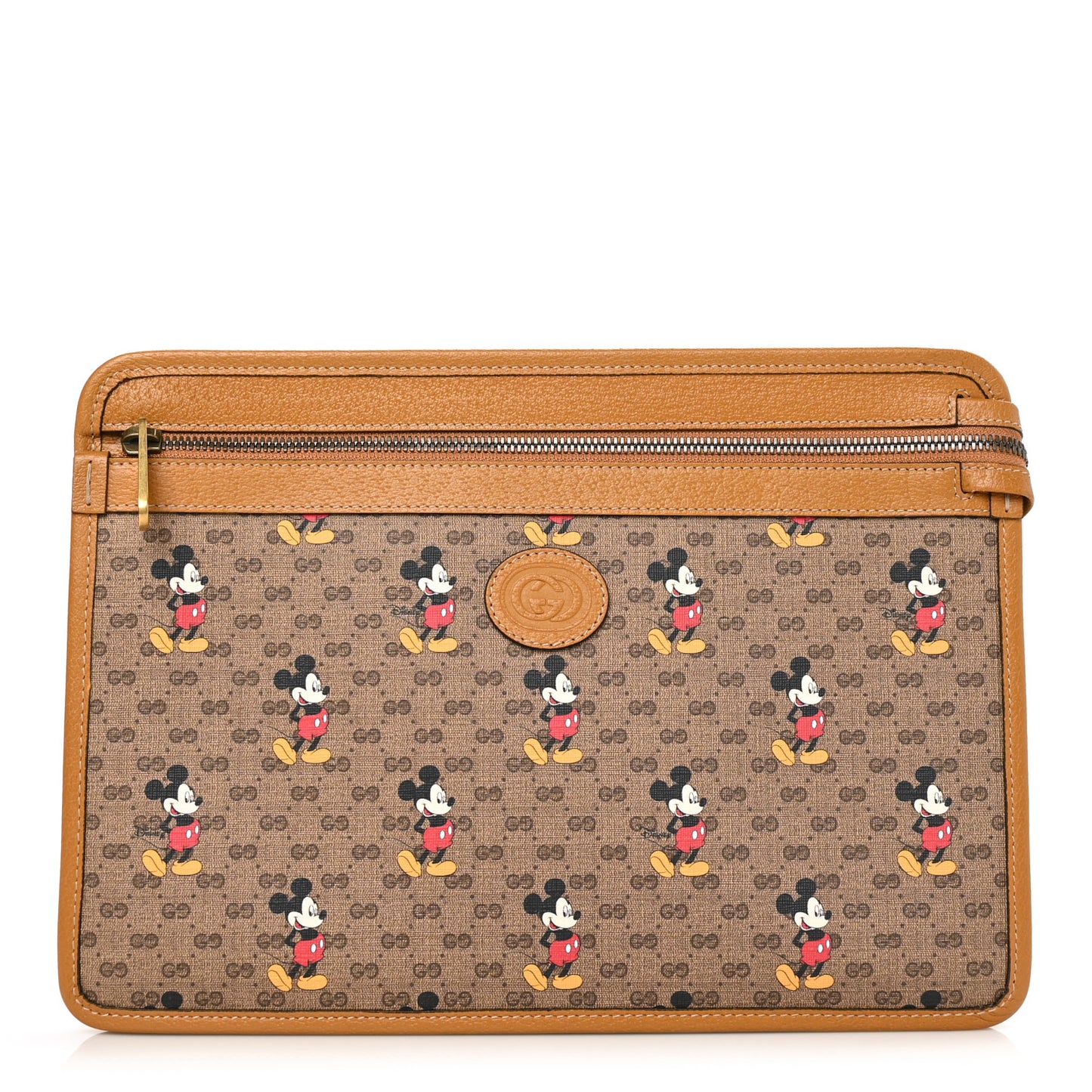 X DISNEY Mini Vintage GG Supreme Monogram Mickey Mouse Documents Holder Beige Vintage Sun Oil