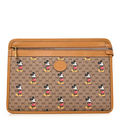 Gucci X DISNEY Mini Vintage GG Supreme Monogram Mickey Mouse Documents Holder Beige Vintage Sun Oil 1 of 6