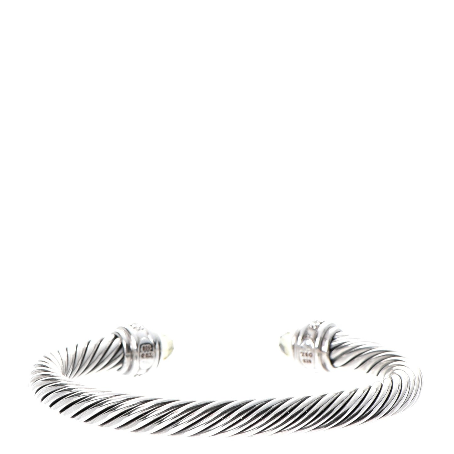 Sterling Silver Diamond Lemon Citrine 7mm Cable Classics Bracelet