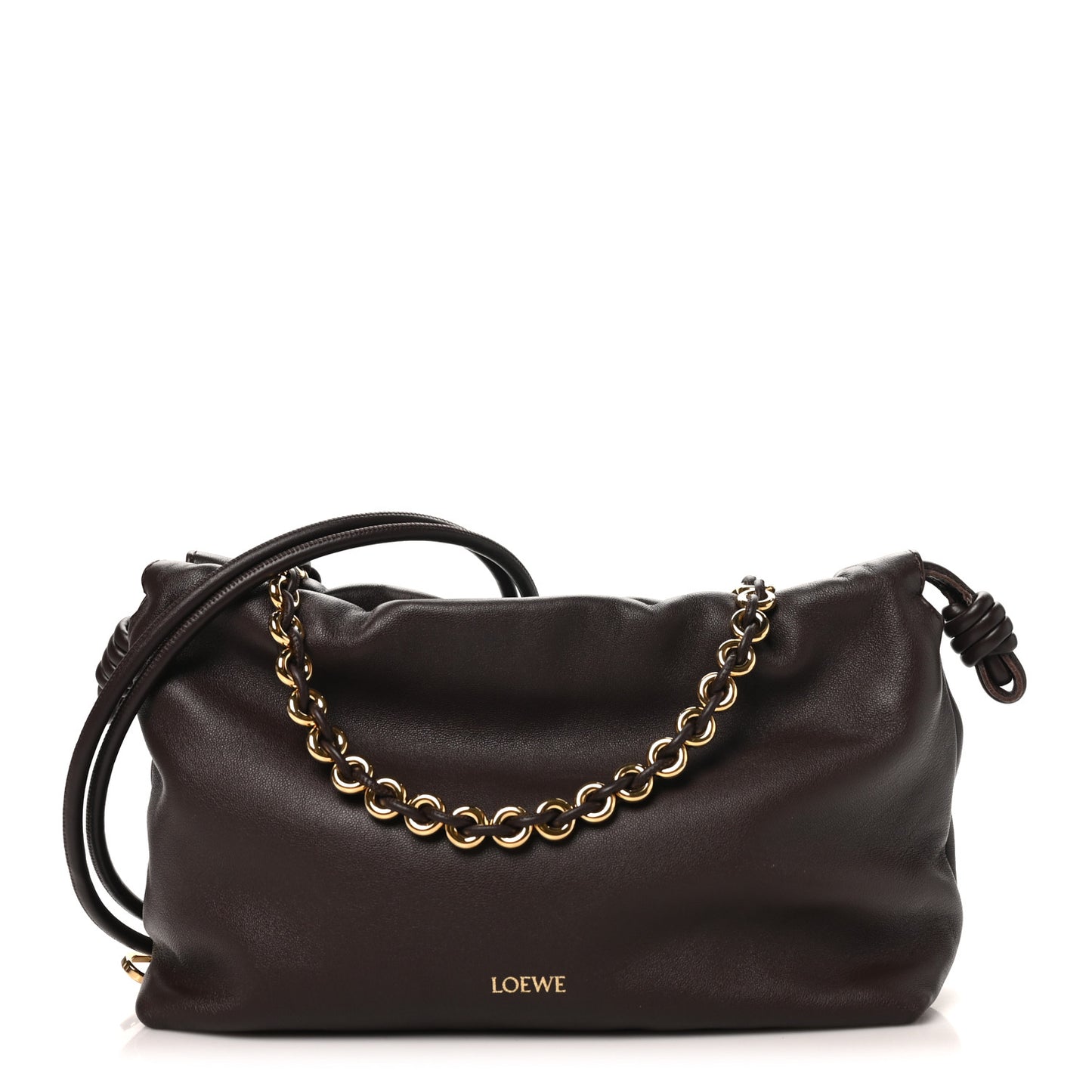 Mellow Nappa Medium Donut Chain Flamenco Knot Clutch Dark Burgundy