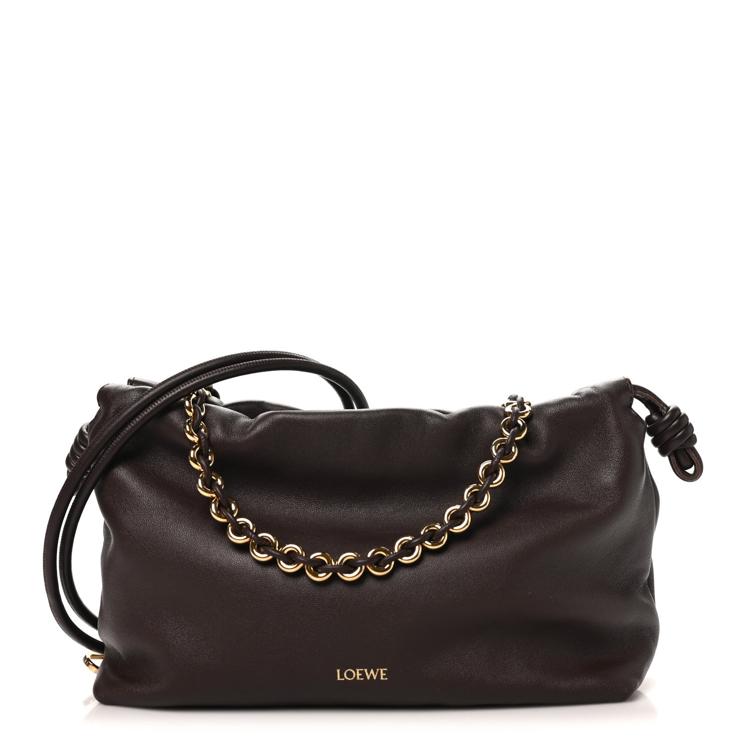Loewe Mellow Nappa Medium Donut Chain Flamenco Knot Clutch Dark Burgundy 1 of 9