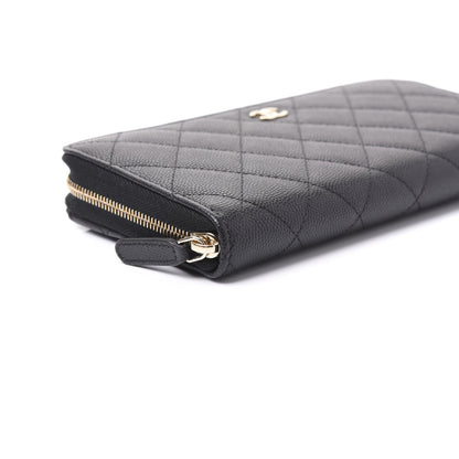 Chanel Caviar Quilted Large Gusset Zip Around Wallet Black 5 of 9