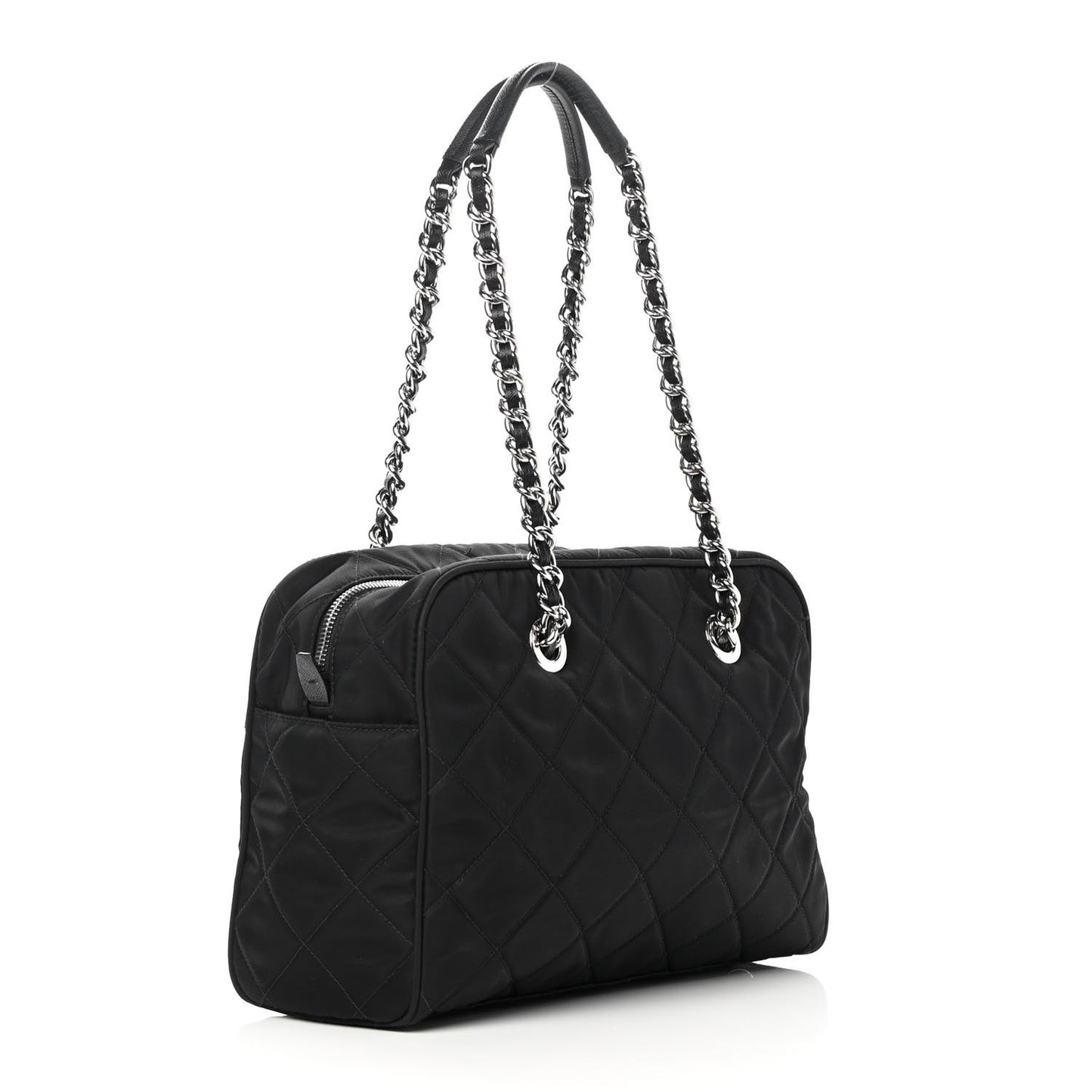 Nylon Tessuto Impuntu Quilted Shoulder Bag Black