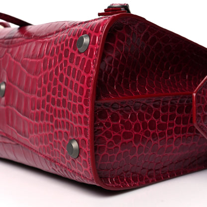 Balenciaga Calfskin Crocodile Embossed Neo Classic Silver Hardware S City Raspberry 8 of 8