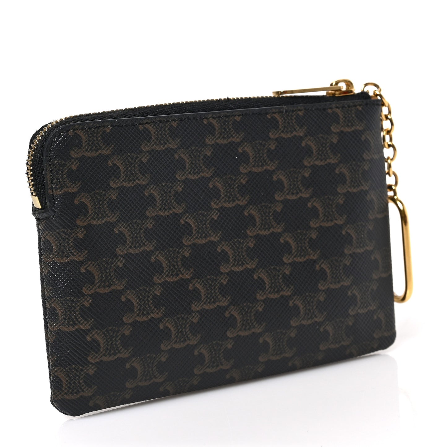 Triomphe Canvas Coin and Card Pouch With Hook Black