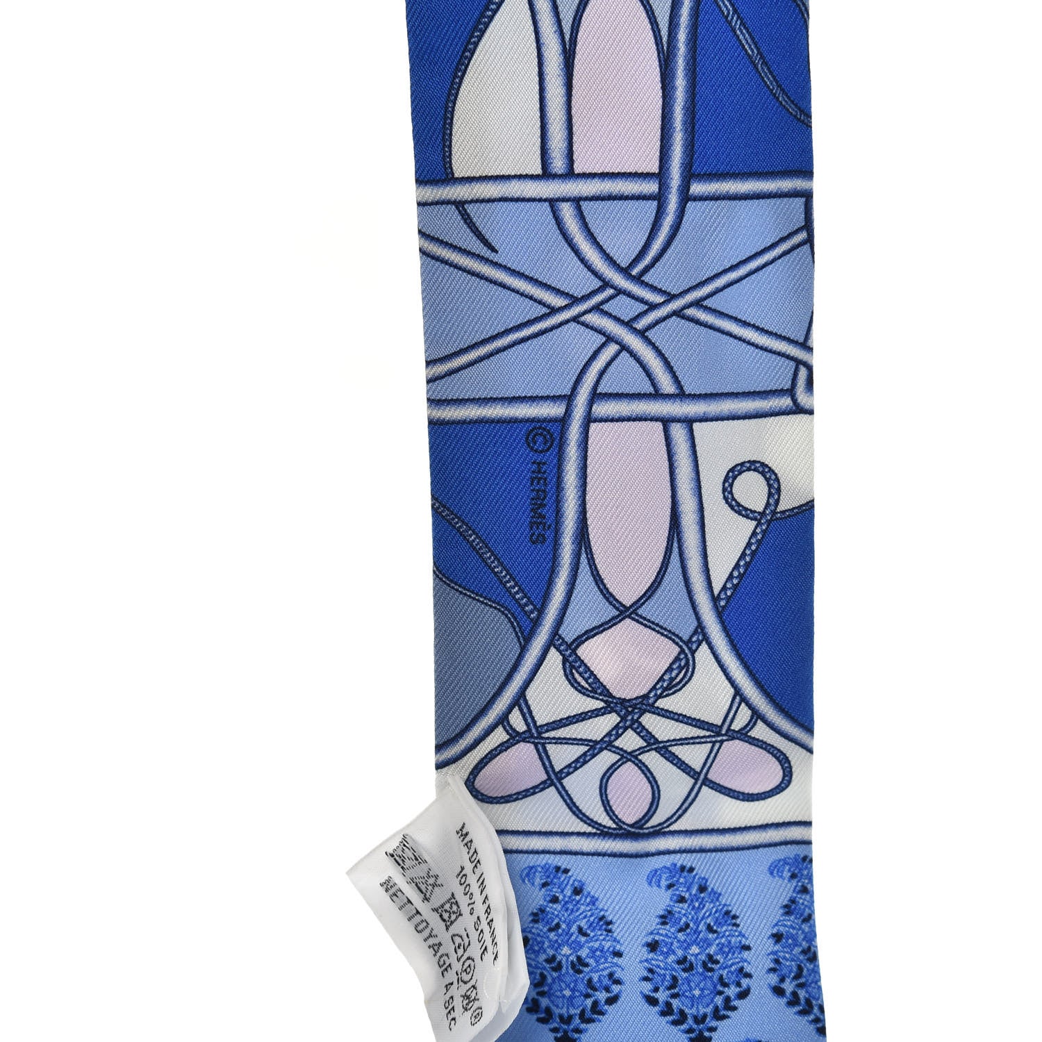 Hermes Silk Coup De Fouet Au Bloc Twilly Bleu Blanc Rose 3 of 4