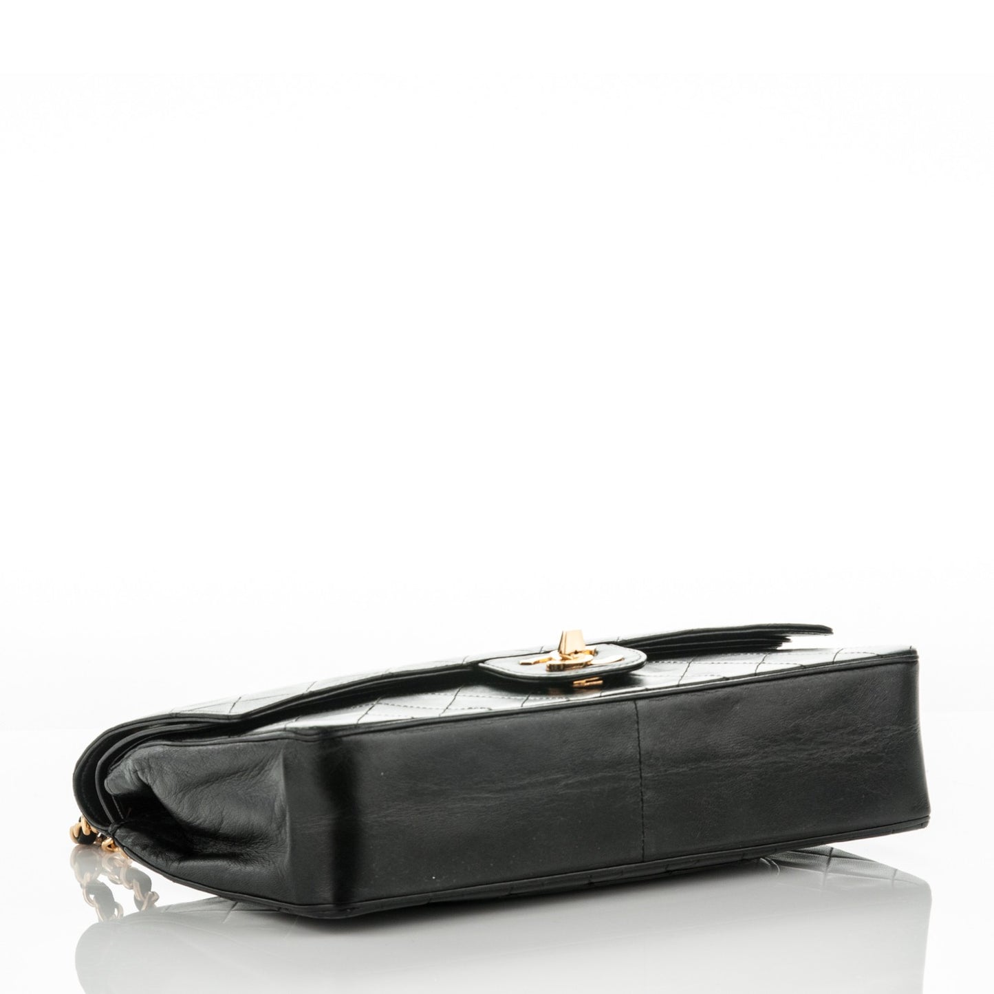 Lambskin Quilted Medium Double Flap Black