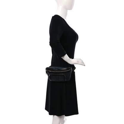 Gucci GG Supreme Monogram Textured Calfskin Retro Interlocking G Belt Bag Black 2 of 9