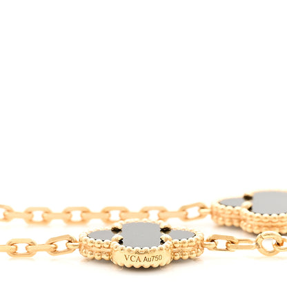 Van Cleef & Arpels 18K Yellow Gold Black Onyx 10 Motifs Vintage Alhambra Necklace 6 of 6